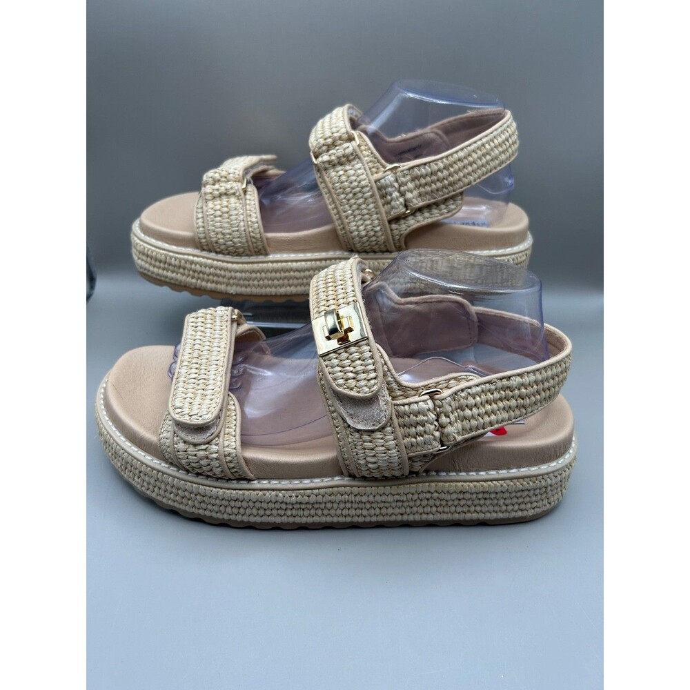 Steve Madden Bigmona Women's Natural Raffia Sandals Casual Platform Size 11 - Picture 3 of 7